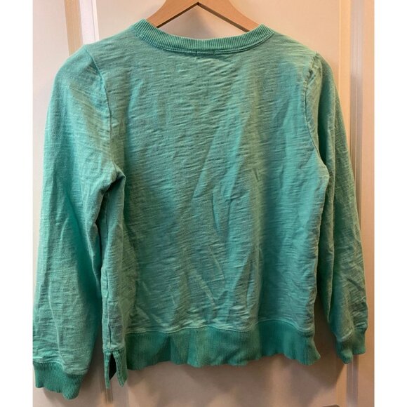 J.Crew Crewneck Teal Green Sweater Button Shoulder Detail Women's Size Small - Picture 3 of 5